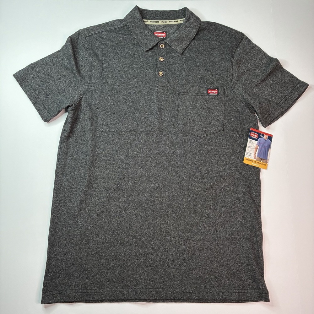Wrangler Workwear Performance Flex Polo Shirt Men's Size M (38-40) Black Pocket